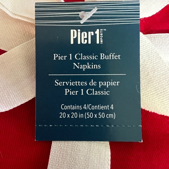 Pier 1 Red Classic Buffet Napkins.  NWT each set contains (4) 20 x 20 in Napkins - Picture 3 of 5